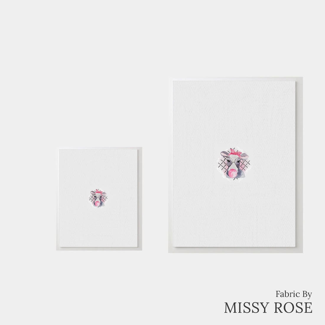 Design 971 Cow Bubble Gum Panel – universal and adult panel sizes side by side | Fabric by Missy Rose