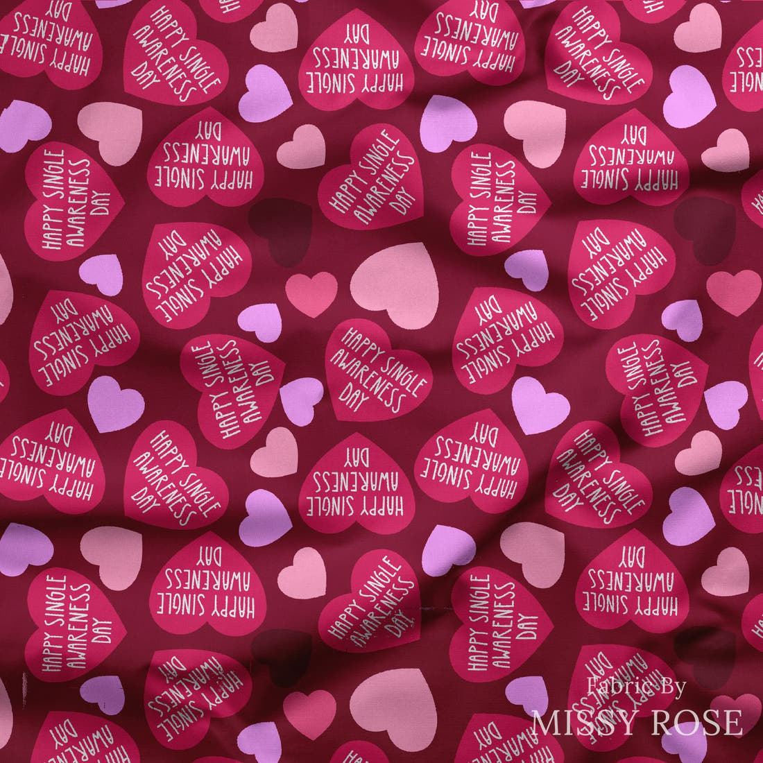 Design 974 Valentines Fabric draped fabric mockup – custom printed fabric by the metre | Fabric by Missy Rose