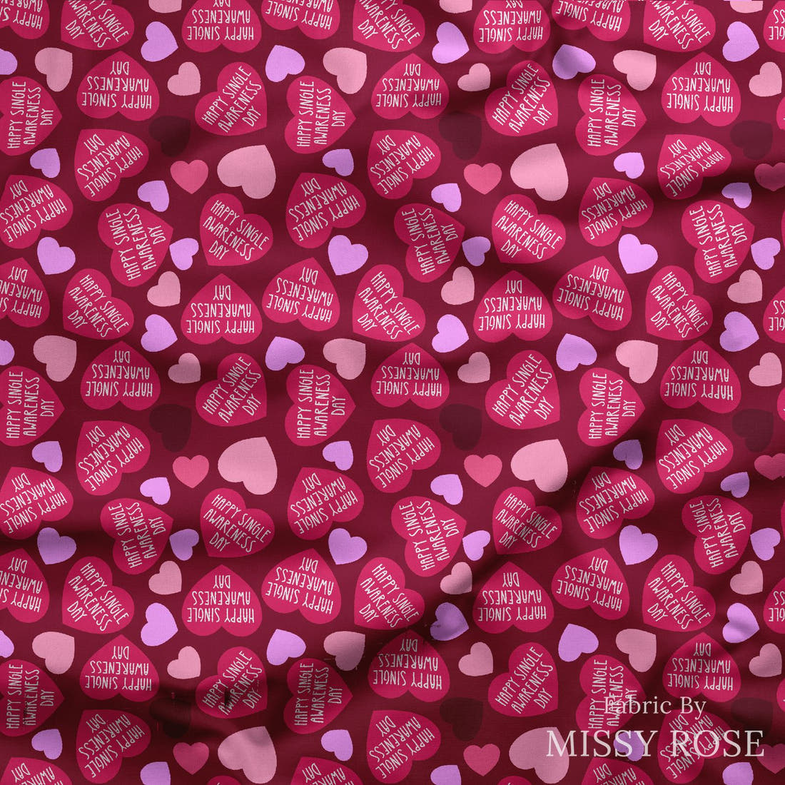Design 974 Valentines Fabric draped fabric mockup – custom printed fabric by the metre | Fabric by Missy Rose