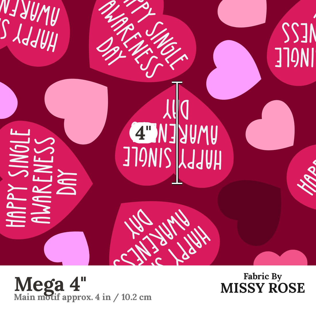 Design 974 Valentines Fabric Mega 4 inch print scale guide | Fabric by Missy Rose