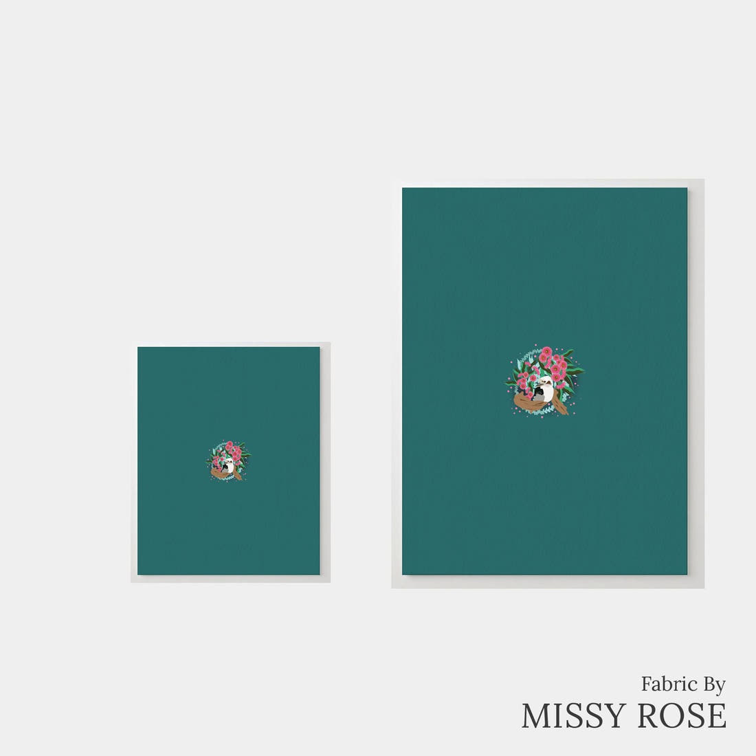 Design 975 Kookaburra Panel – universal and adult panel sizes side by side | Fabric by Missy Rose