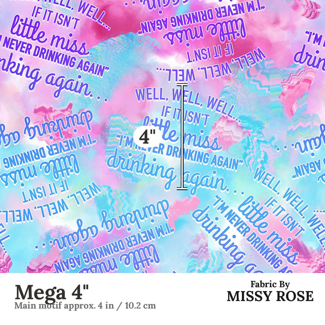 Design 979 Drinking Fabric Mega 4 inch print scale guide | Fabric by Missy Rose