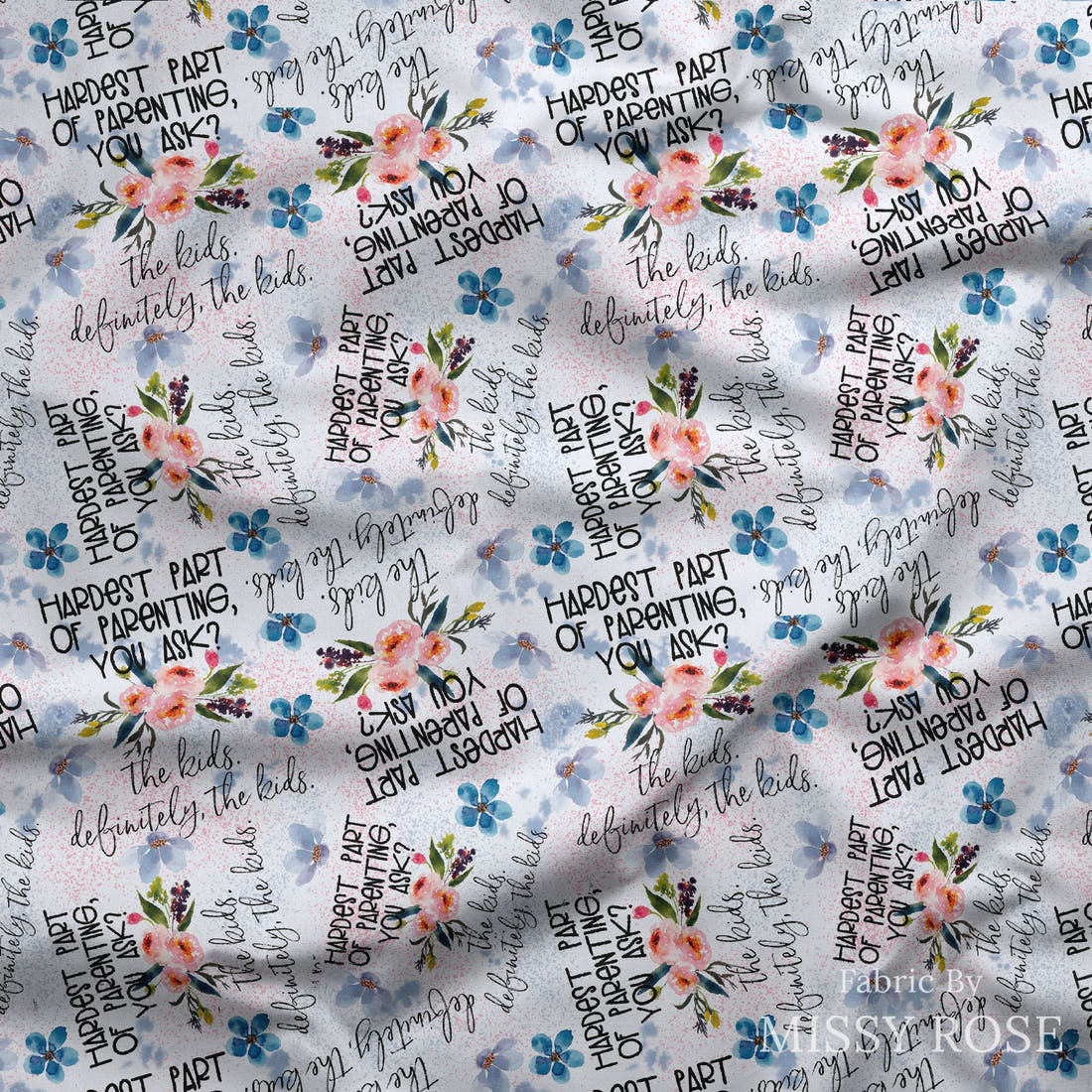 Design 98 Parenting Fabric draped fabric mockup – custom printed fabric by the metre | Fabric by Missy Rose
