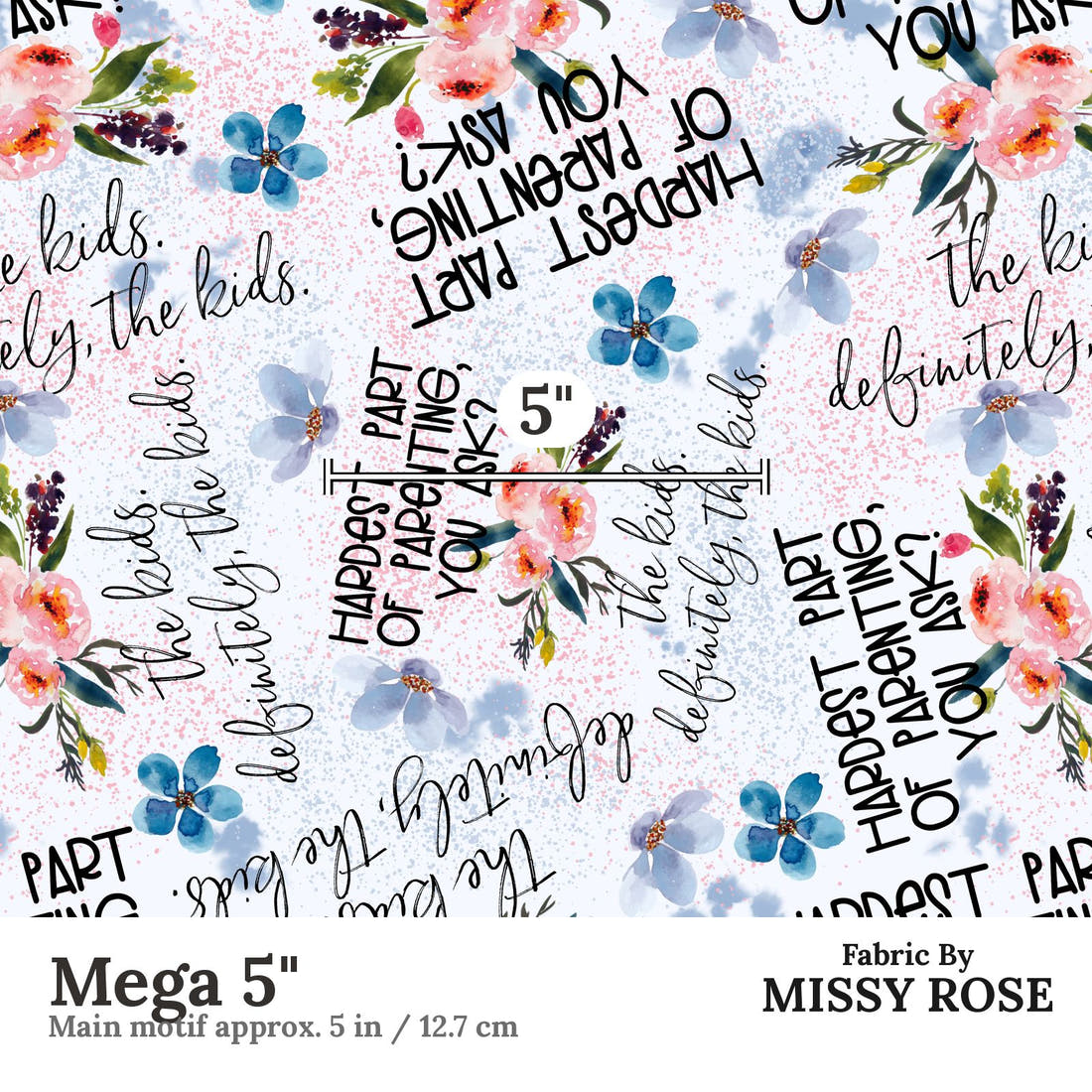 Design 98 Parenting Fabric Mega 5" - print scale | Fabric by Missy Rose