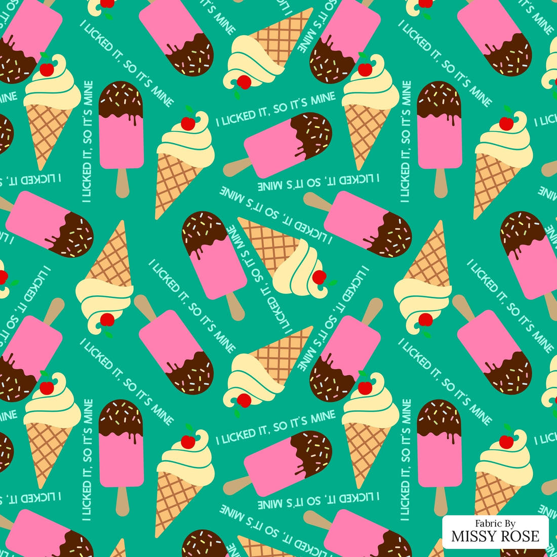 Design 982 Ice Cream Fabric – flat view of the print, zoom in for detail | Fabric by Missy Rose