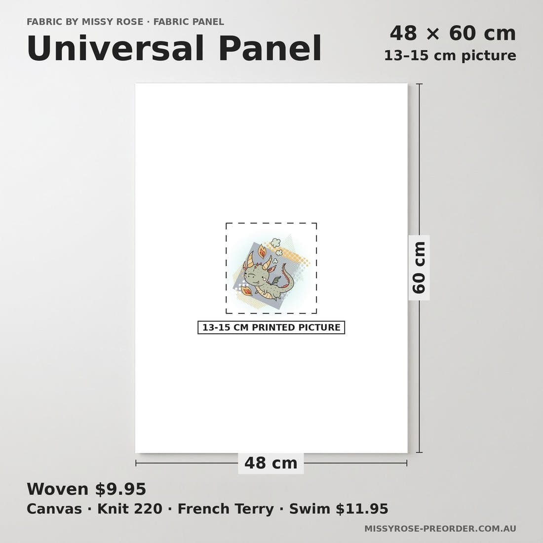 Design 983 Little Dragons Panel universal panel sizing – 13–15 cm printed picture on 48 × 60 cm fabric | Fabric by Missy Rose