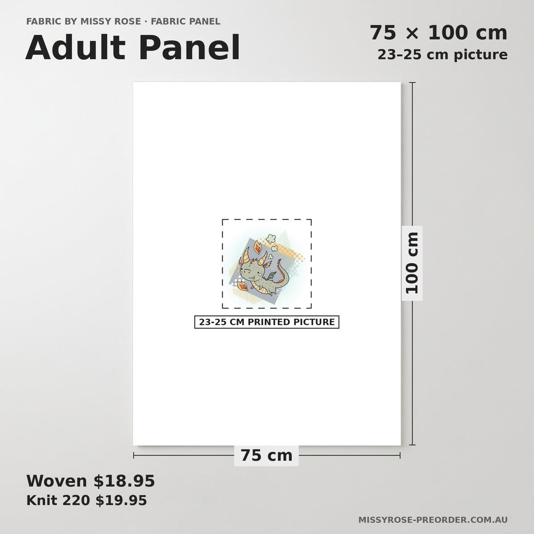 Design 983 Little Dragons Panel adult panel sizing – 23–25 cm printed picture on 75 × 100 cm fabric | Fabric by Missy Rose