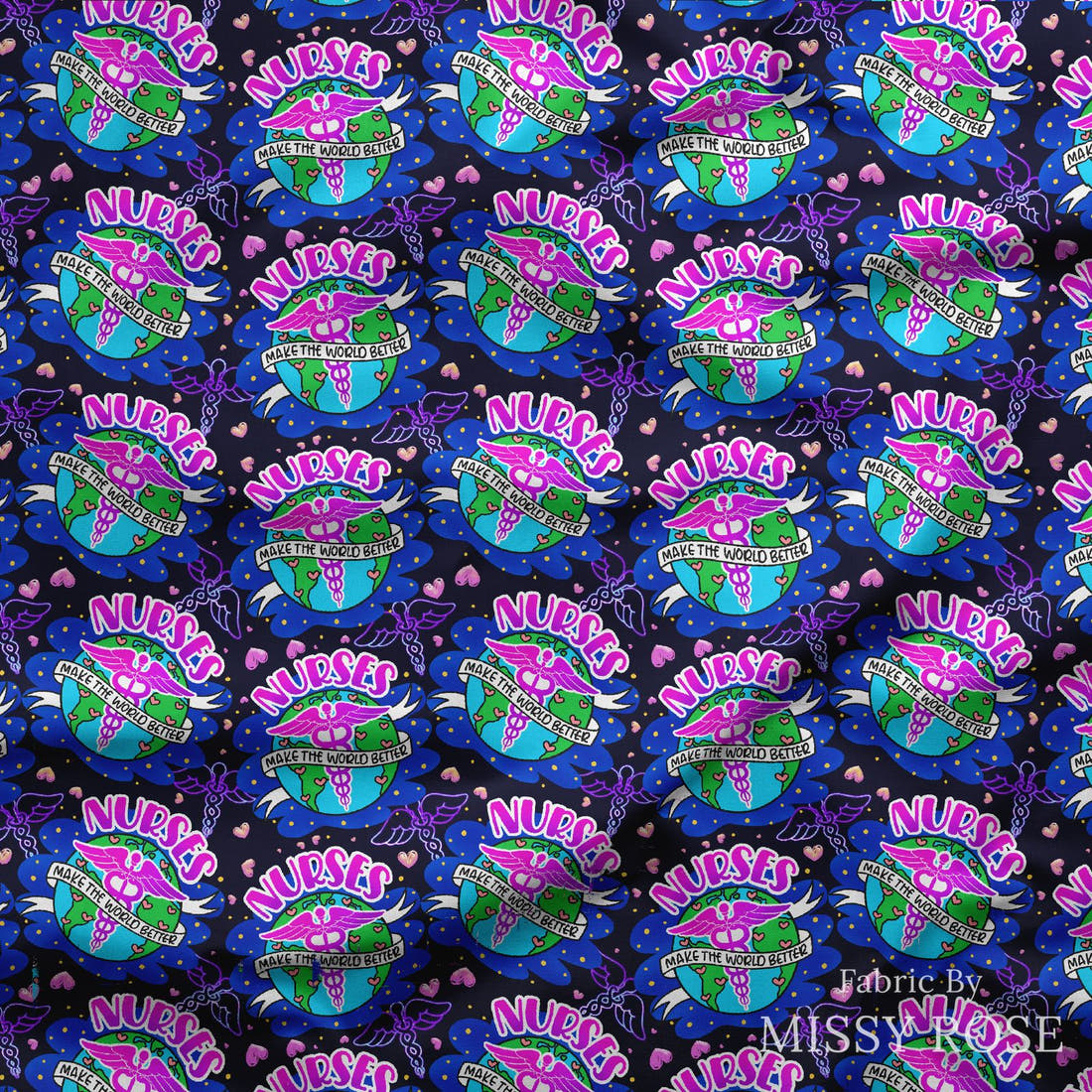Design 984 Nurses Fabric draped fabric mockup – custom printed fabric by the metre | Fabric by Missy Rose
