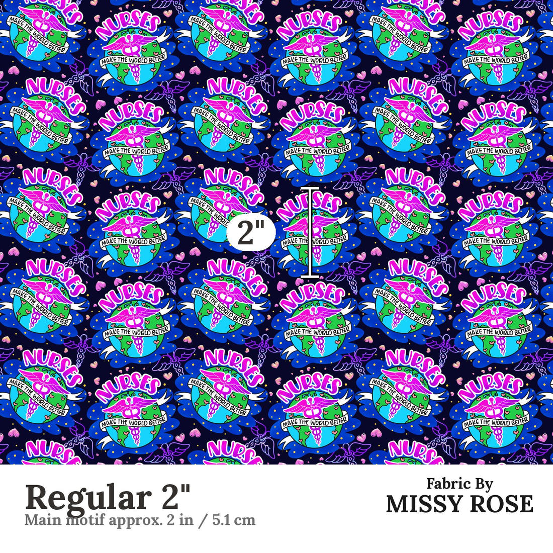 Design 984 Nurses Fabric Regular 2 inch print scale guide | Fabric by Missy Rose