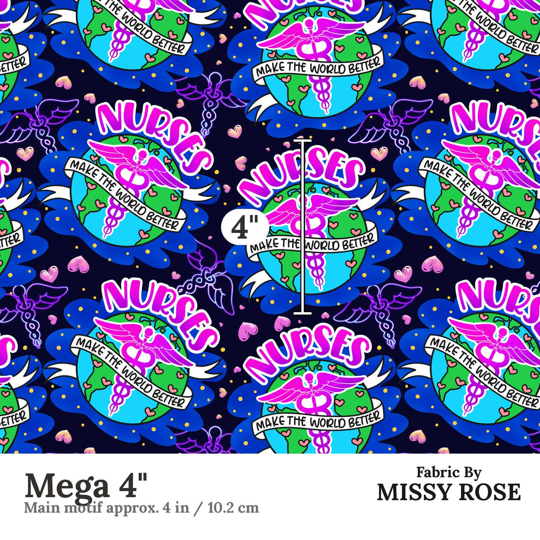 Design 984 Nurses Fabric Mega 4 inch print scale guide | Fabric by Missy Rose