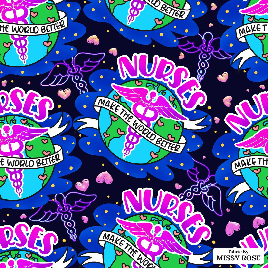 Design 984 Nurses Fabric – flat view of the print, zoom in for detail | Fabric by Missy Rose