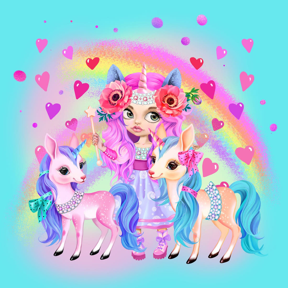 Design 985 Rainbow Unicorn Panel – full artwork close-up of the printed picture | Fabric by Missy Rose