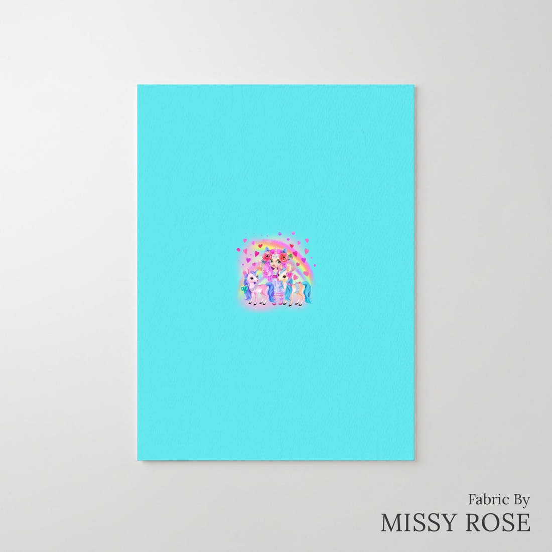 Design 985 Rainbow Unicorn Panel – printed fabric panel with centred picture, custom printed to order | Fabric by Missy Rose