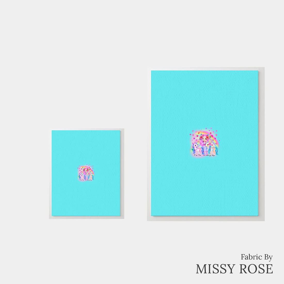 Design 985 Rainbow Unicorn Panel – universal and adult panel sizes side by side | Fabric by Missy Rose