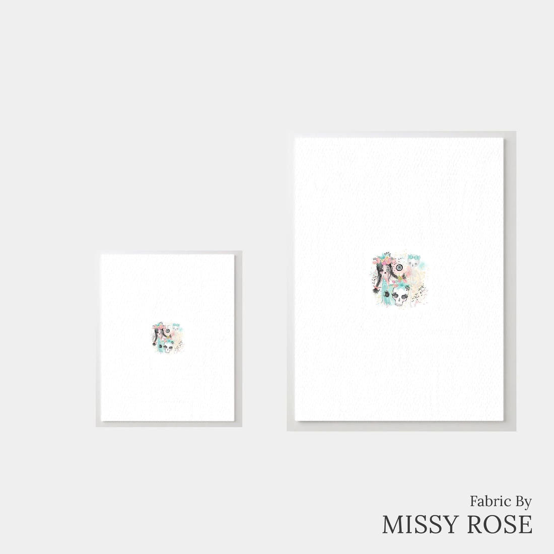 Design 986 Zombie Girl Panel – universal and adult panel sizes side by side | Fabric by Missy Rose
