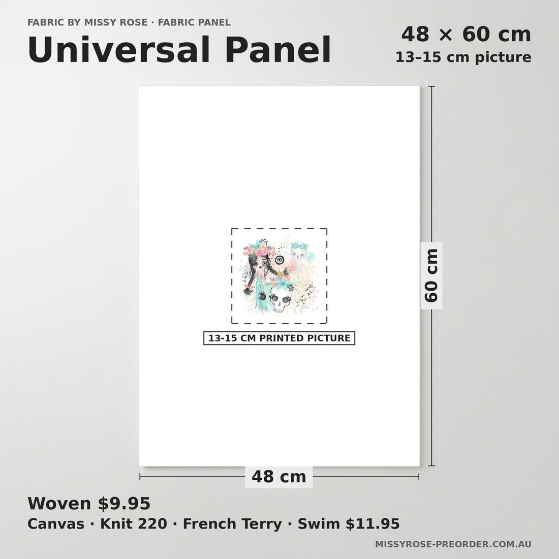 Design 986 Zombie Girl Panel universal panel sizing – 13–15 cm printed picture on 48 × 60 cm fabric | Fabric by Missy Rose