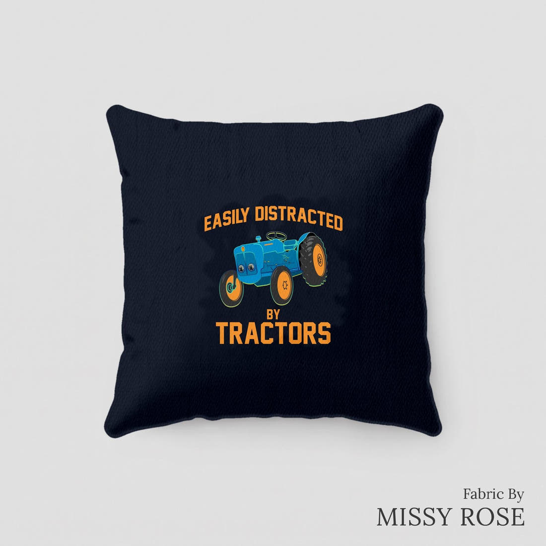 Design 99 Tractor Panel sewn into a cushion – see how the panel looks made up | Fabric by Missy Rose