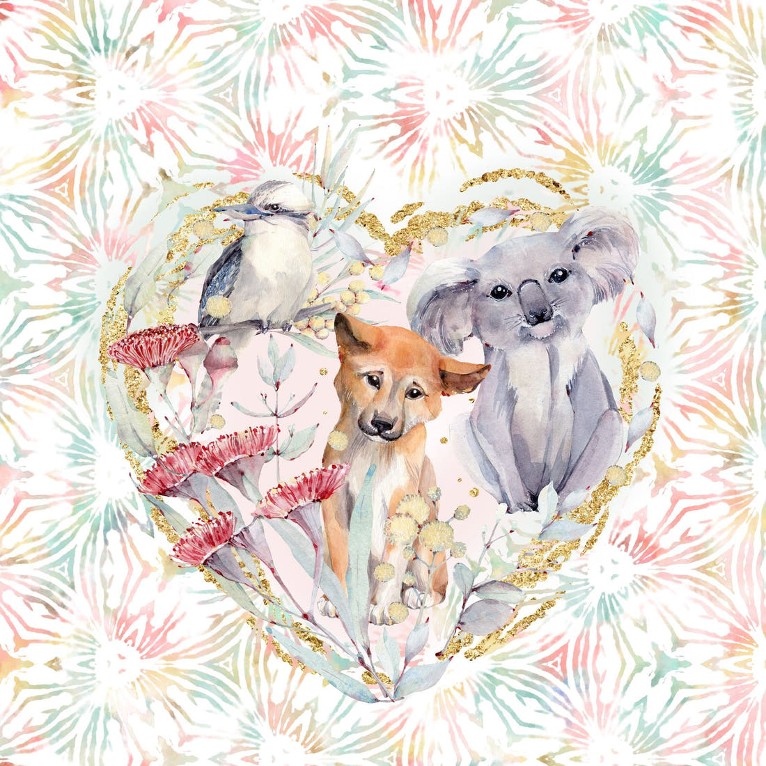 Design 990 Australian Floral Panel – full artwork close-up of the printed picture | Fabric by Missy Rose