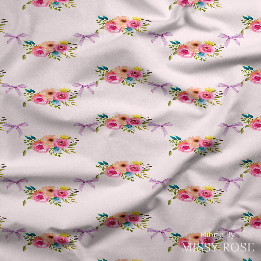 Design 991 Pink Floral Fabric draped fabric mockup – custom printed fabric by the metre | Fabric by Missy Rose