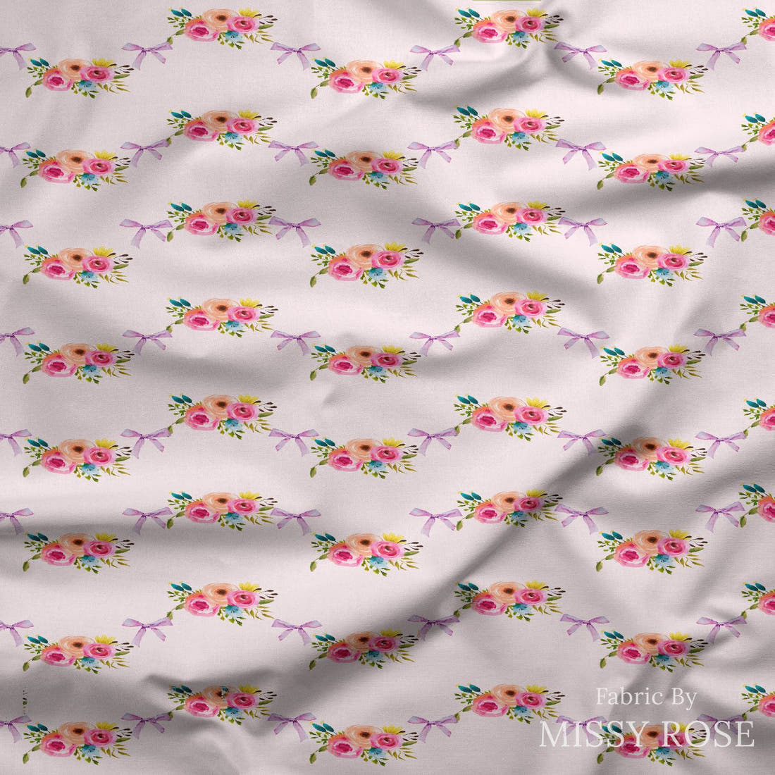 Design 991 Pink Floral Fabric draped fabric mockup – custom printed fabric by the metre | Fabric by Missy Rose