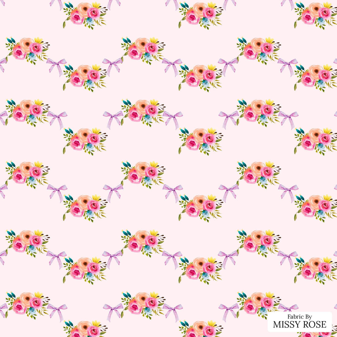 Design 991 Pink Floral Fabric – flat view of the print, zoom in for detail | Fabric by Missy Rose