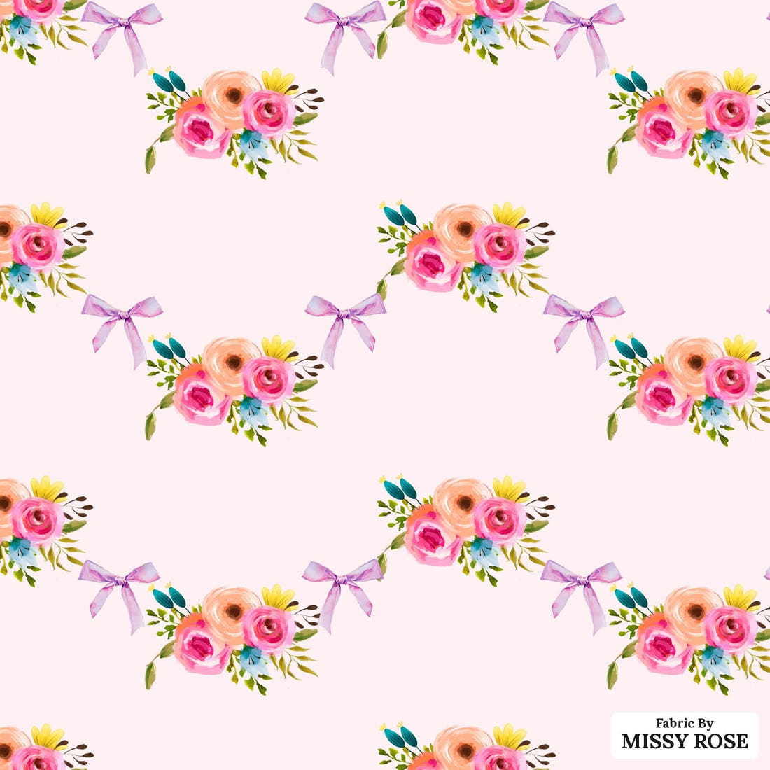Design 991 Pink Floral Fabric – flat view of the print, zoom in for detail | Fabric by Missy Rose