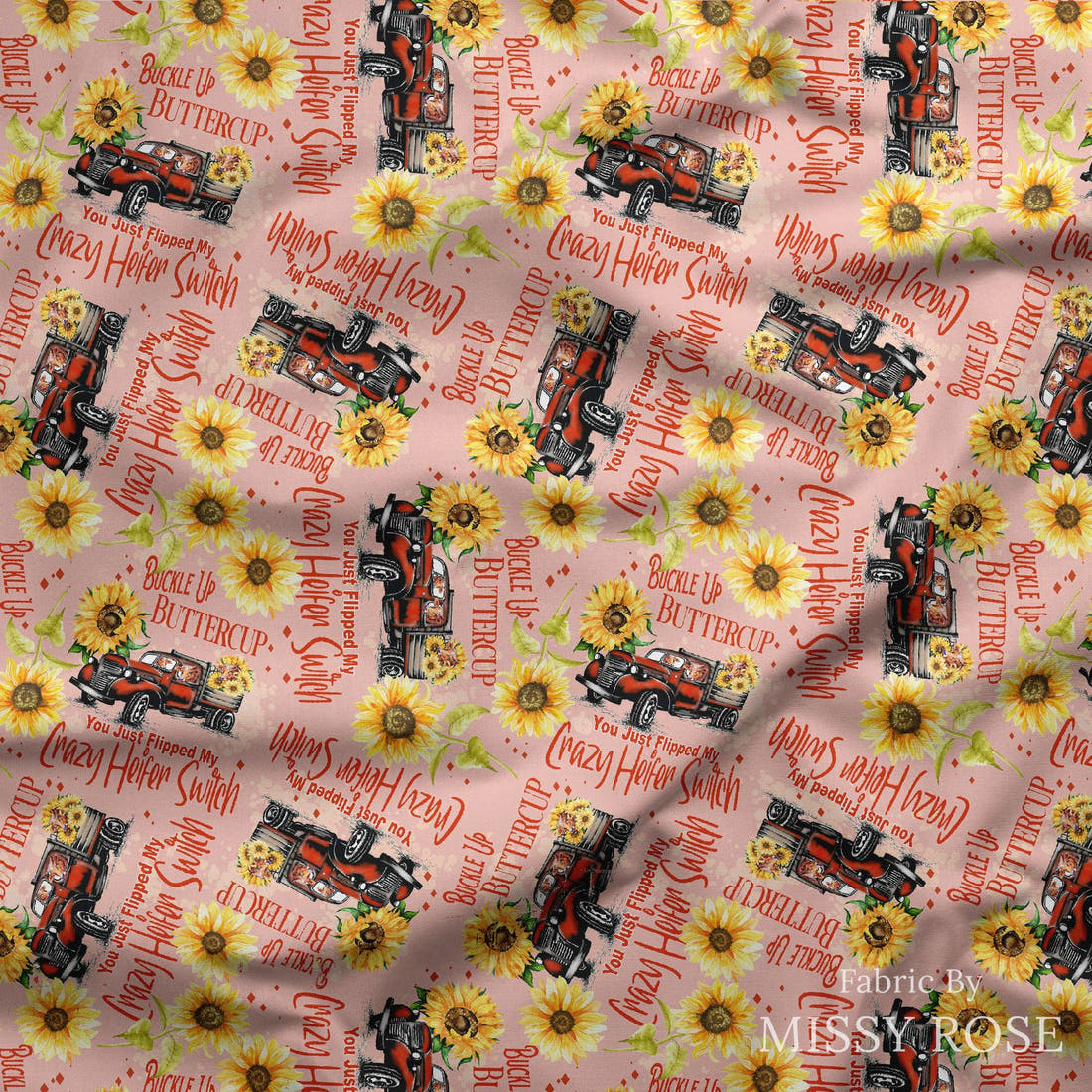 Design 992 Buttercup Fabric draped fabric mockup – custom printed fabric by the metre | Fabric by Missy Rose