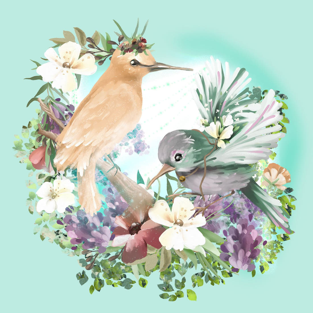 Design 994 Whimsical Birds Panel – full artwork close-up of the printed picture | Fabric by Missy Rose
