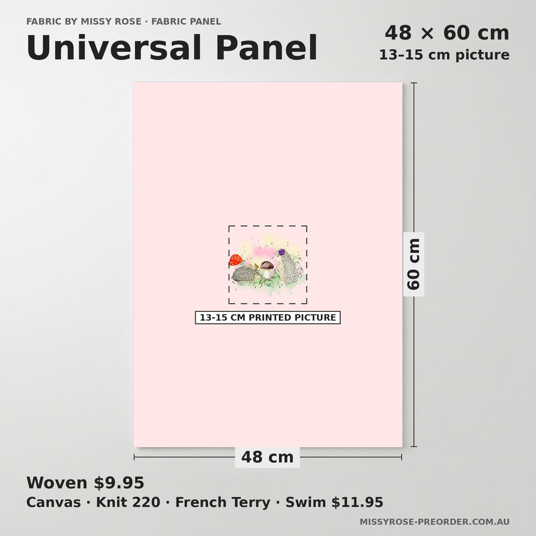 Design 996 Pink Woodlands Panel universal panel sizing – 13–15 cm printed picture on 48 × 60 cm fabric | Fabric by Missy Rose