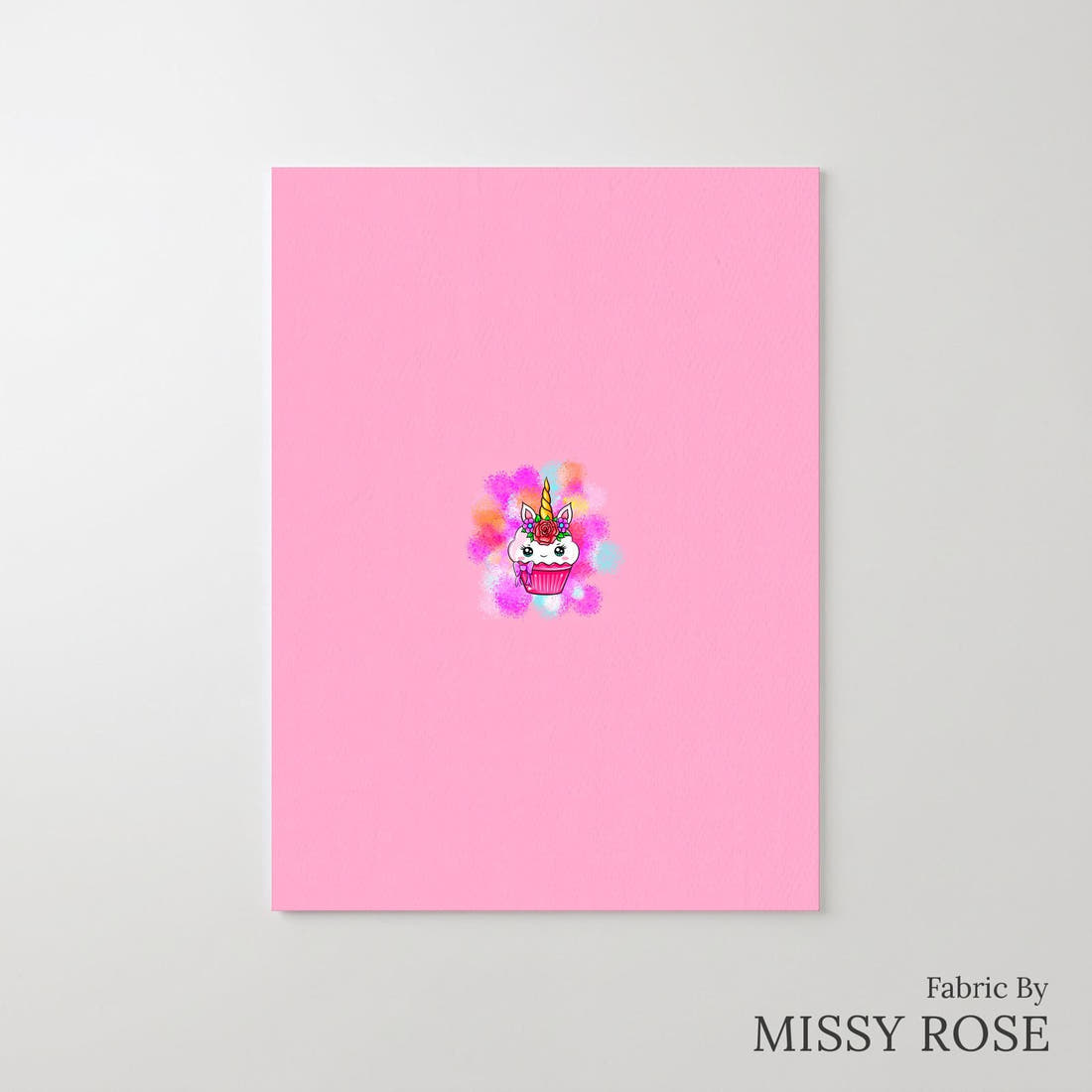 Design 997 Unicorn Cupcake Panel – printed fabric panel with centred picture, custom printed to order | Fabric by Missy Rose
