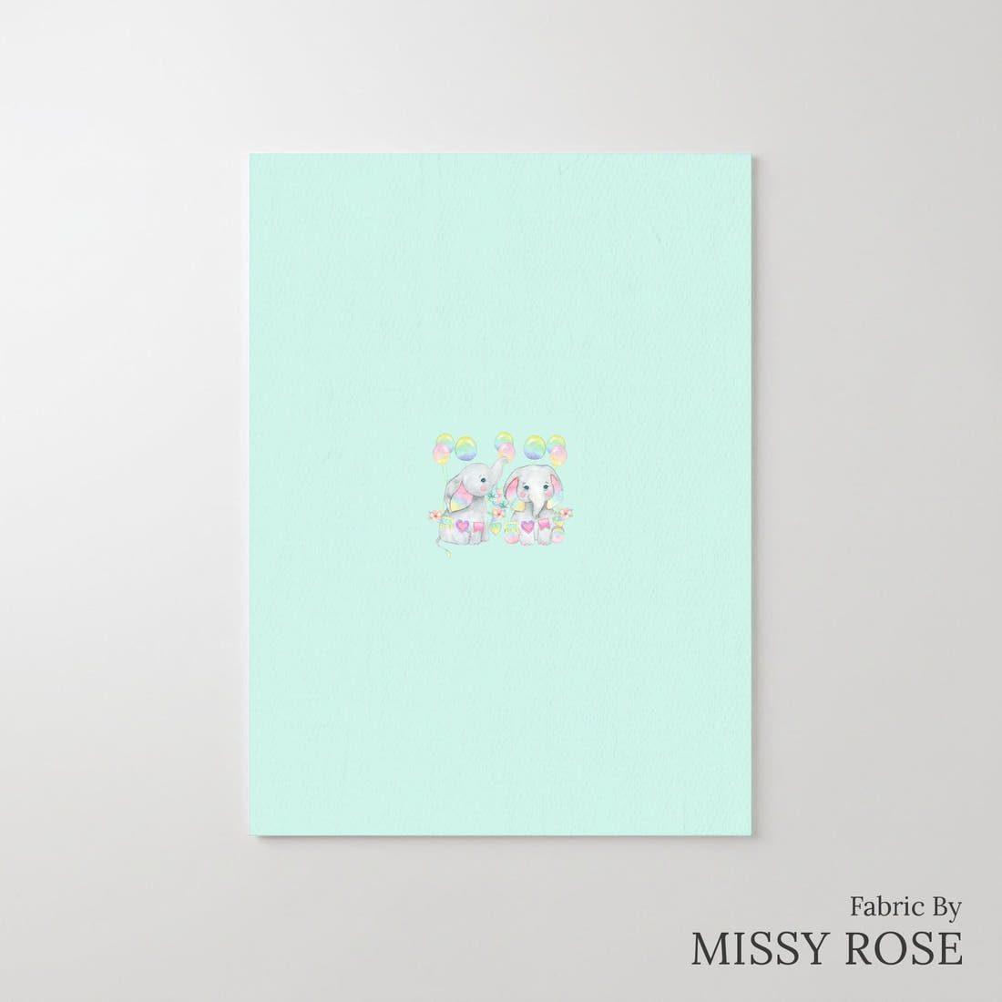 Design 998 Birthday Elephant Panel – printed fabric panel with centred picture, custom printed to order | Fabric by Missy Rose