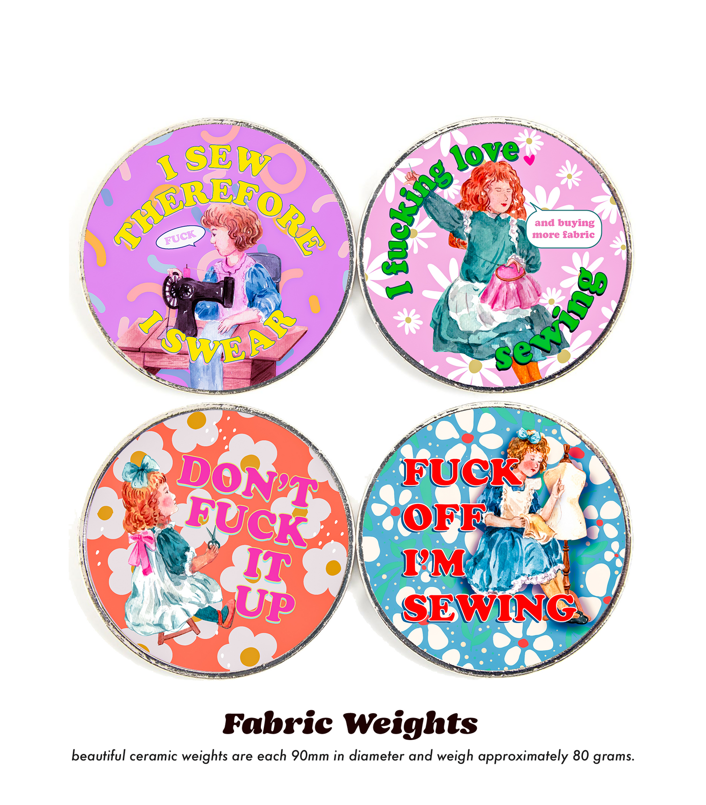 Sewing Pattern Weights - Sassy Swears x 4