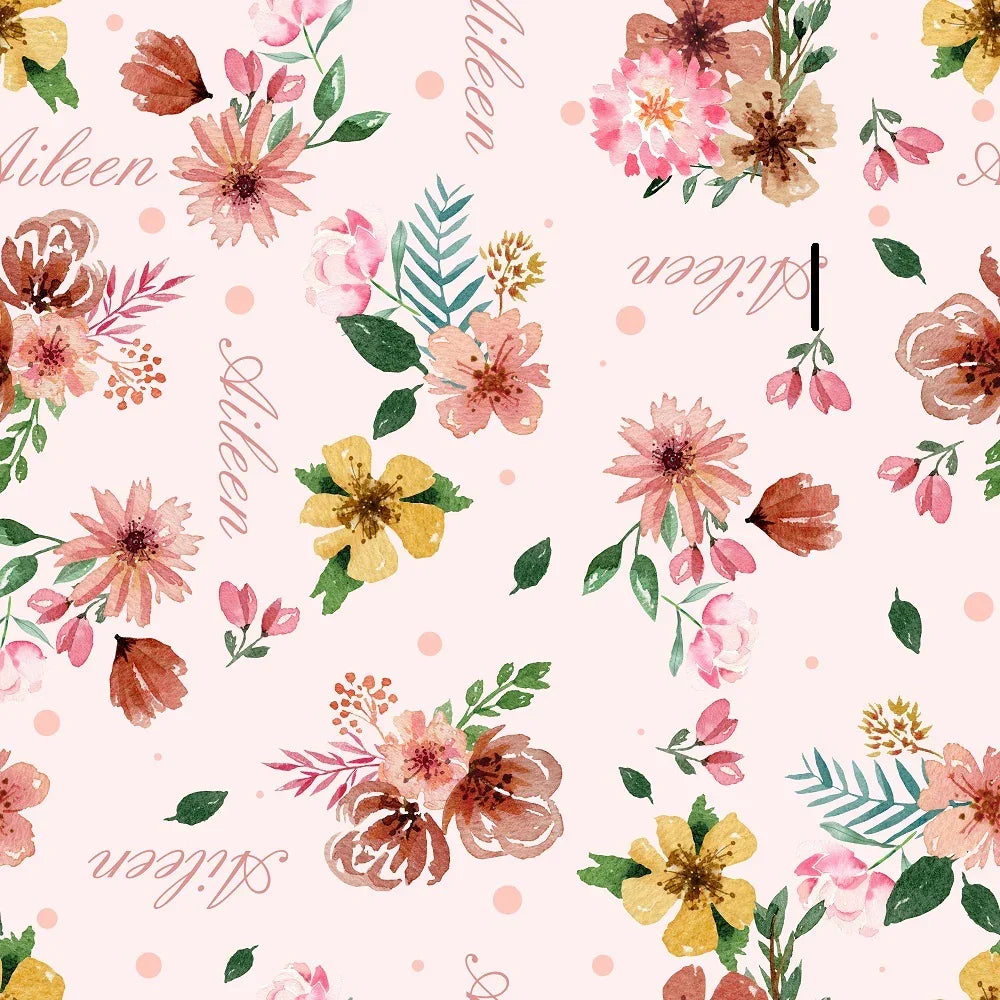 Customisable Name Fabric Floral – premium custom printed fabric for sewing | Fabric by Missy Rose