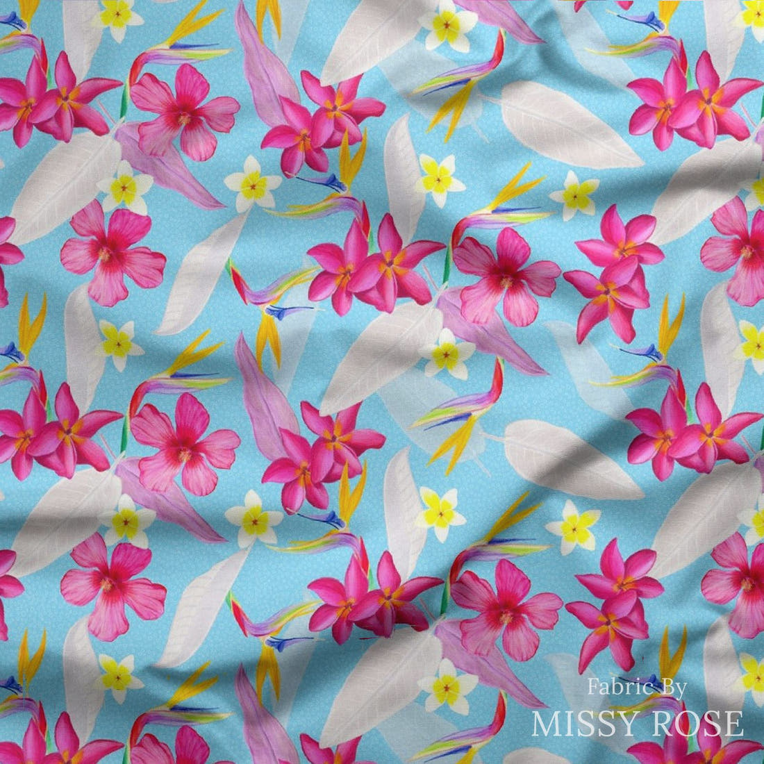 Girl and The Deep Blue Sea 01 draped fabric mockup - custom printed fabric by the metre | Fabric by Missy Rose
