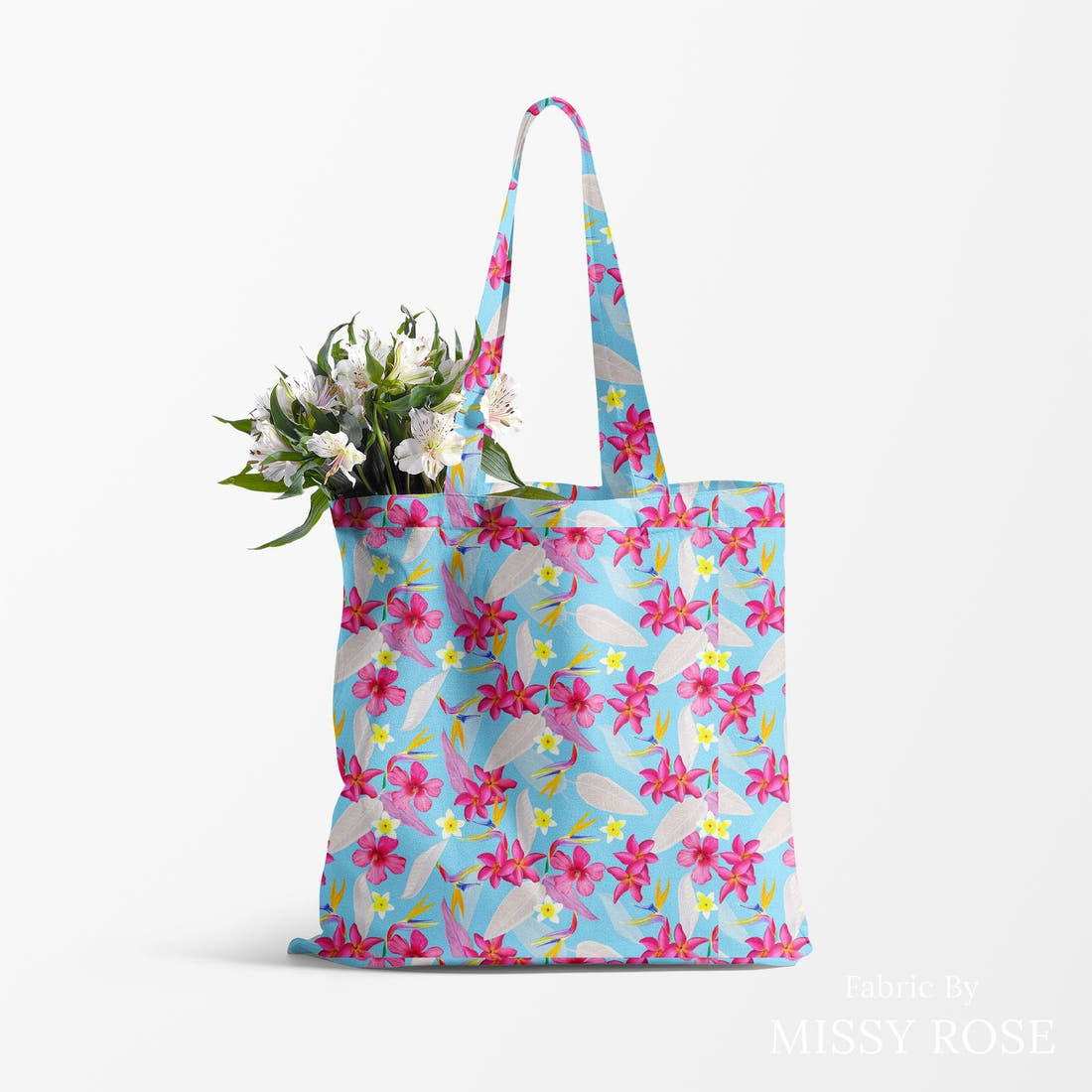 Girl and The Deep Blue Sea 01 made up as a tote bag - custom printed fabric | Fabric by Missy Rose