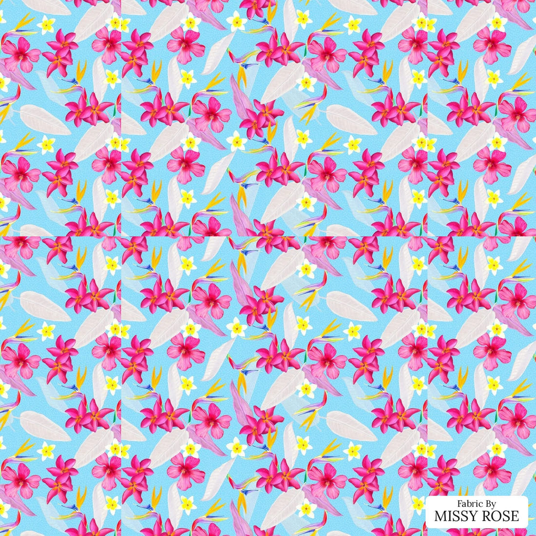 Girl and The Deep Blue Sea 01 flat view of the printed design | Fabric by Missy Rose