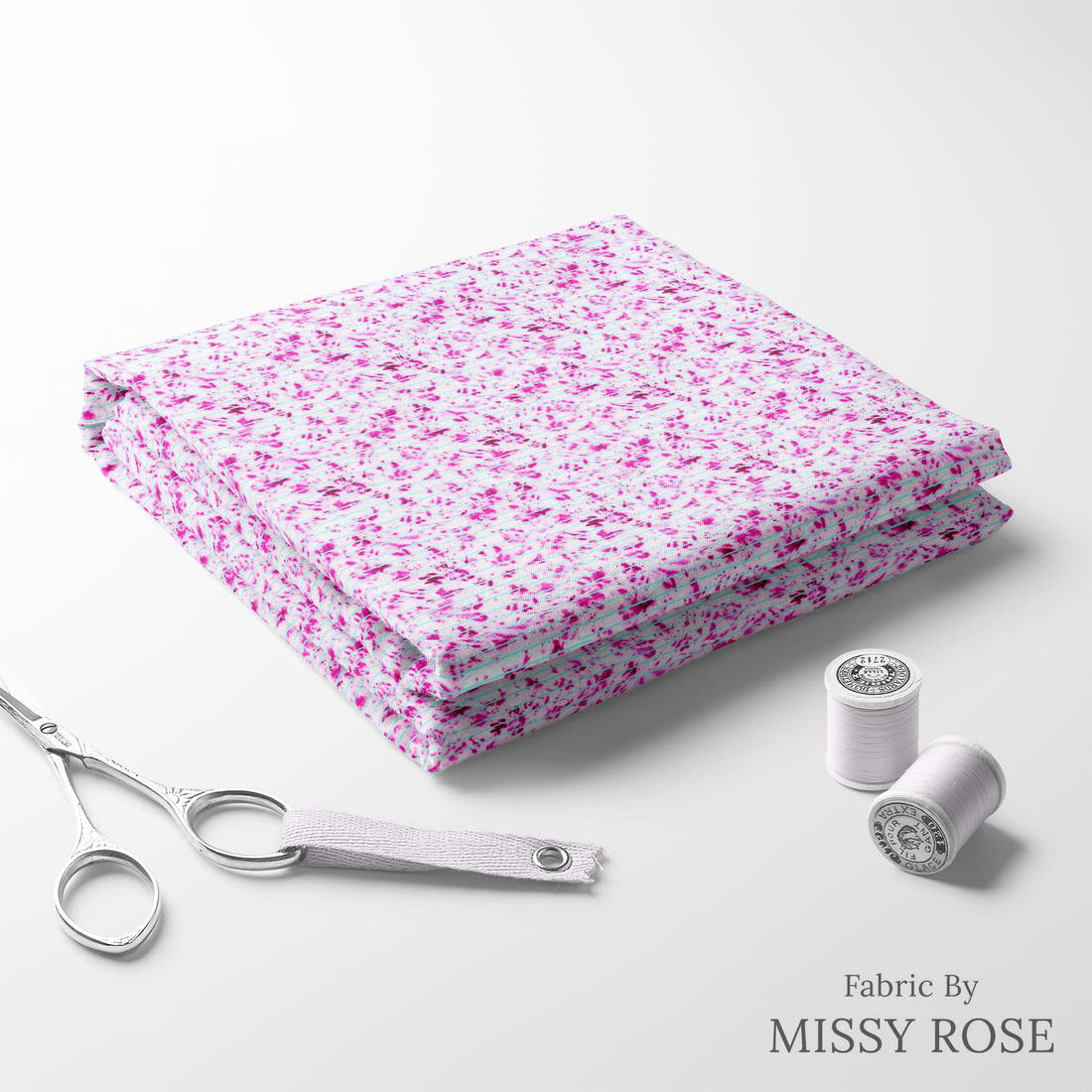 Girl and The Deep Blue Sea 03 folded fabric stack with matching thread - pre-order fabric Australia | Fabric by Missy Rose