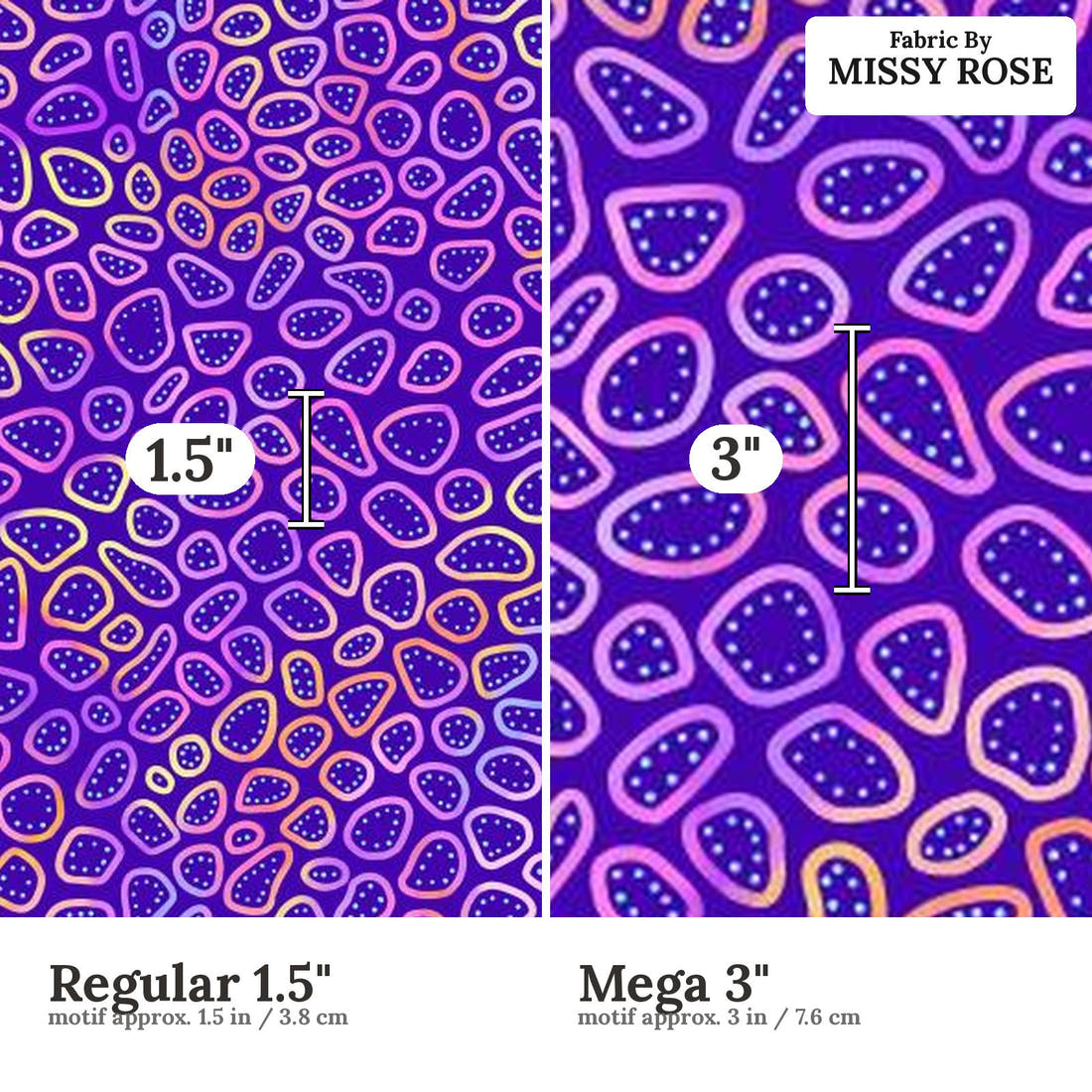 Girl and The Deep Blue Sea 04 Regular 1.5 inch vs Mega 3 inch print scale side by side | Fabric by Missy Rose
