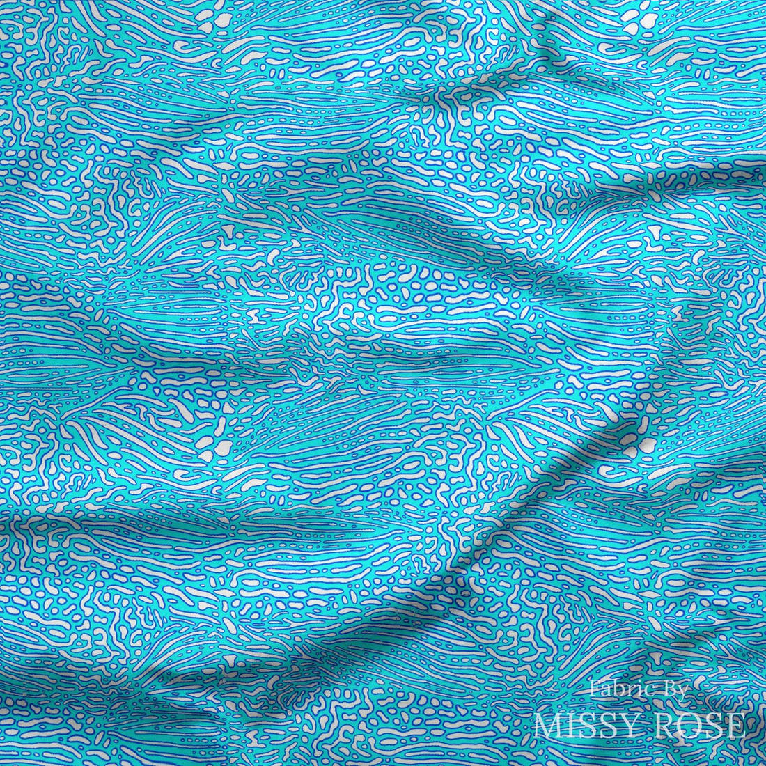 Girl and The Deep Blue Sea 05 draped fabric mockup - custom printed fabric by the metre | Fabric by Missy Rose