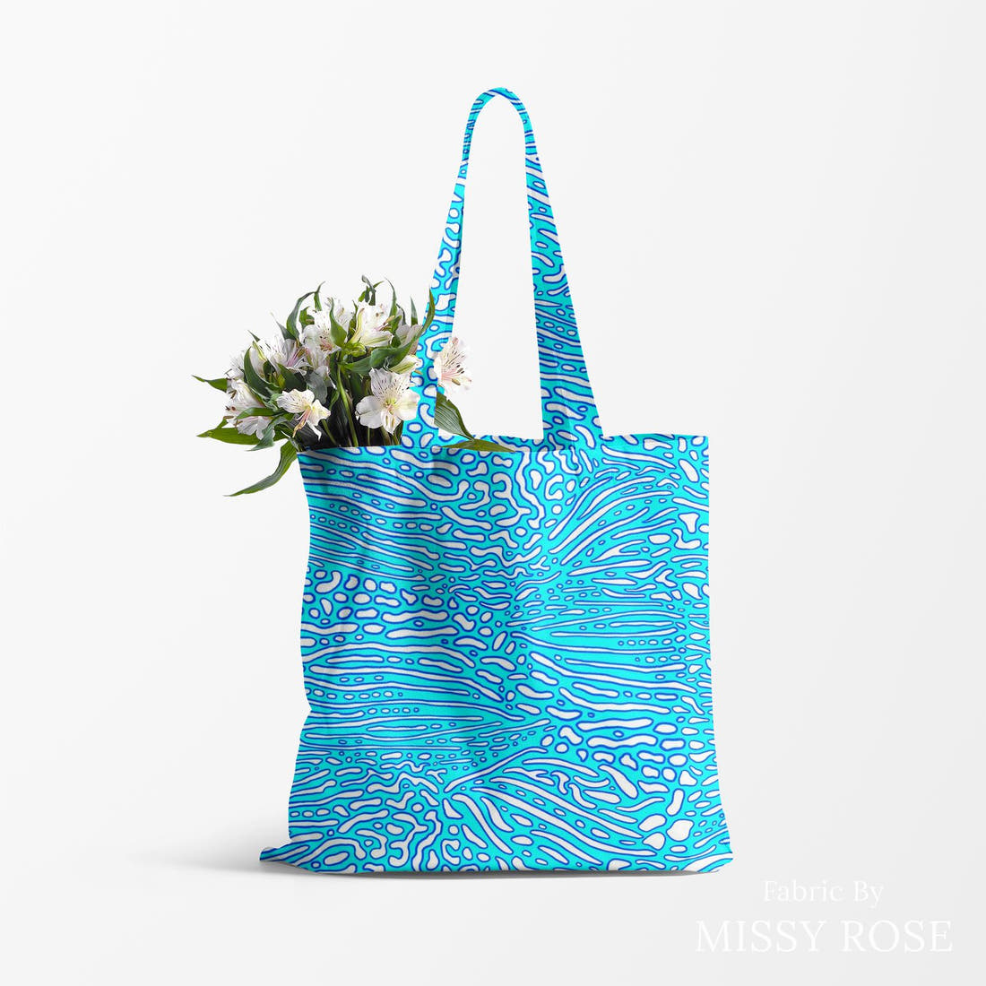 Girl and The Deep Blue Sea 05 made up as a tote bag - custom printed fabric | Fabric by Missy Rose