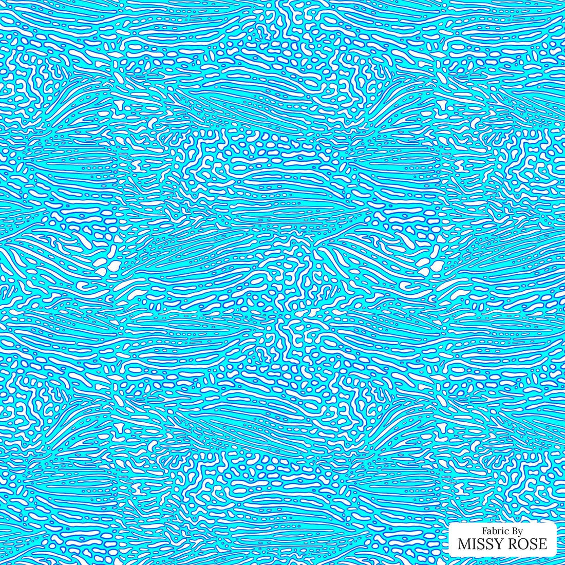 Girl and The Deep Blue Sea 05 flat view of the printed design | Fabric by Missy Rose