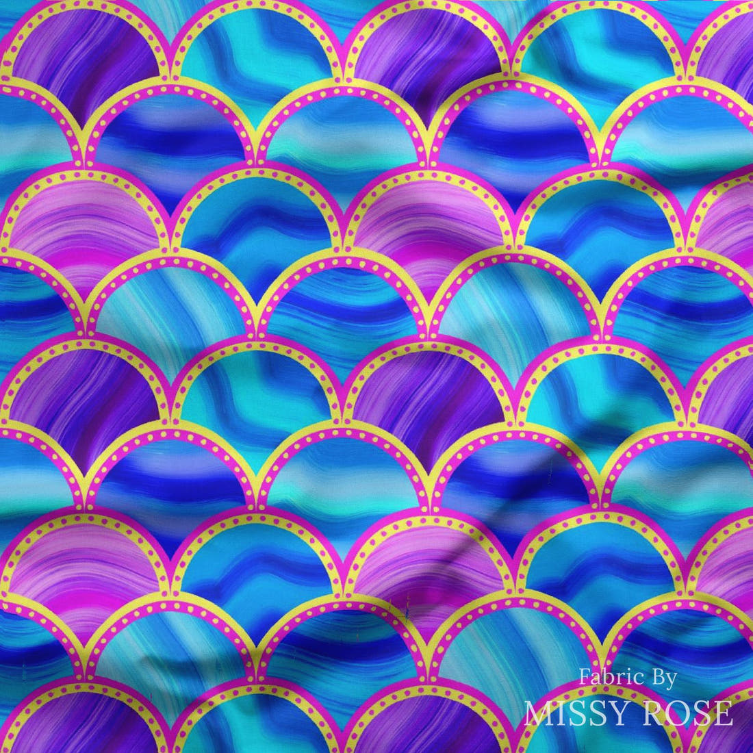 Girl and The Deep Blue Sea 06 draped fabric mockup - custom printed fabric by the metre | Fabric by Missy Rose