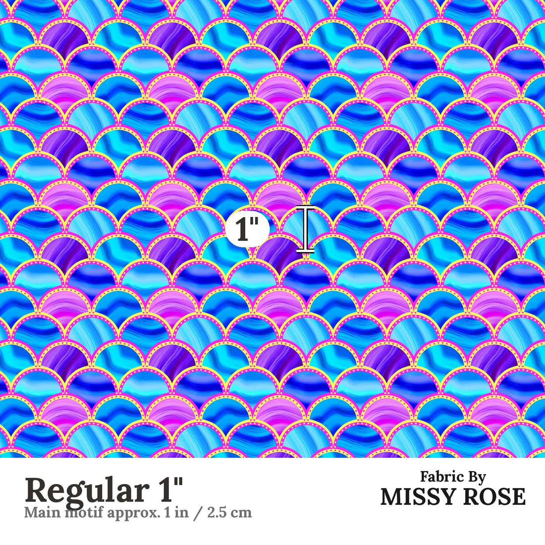 Girl and The Deep Blue Sea 06 Regular 1 inch print scale guide | Fabric by Missy Rose