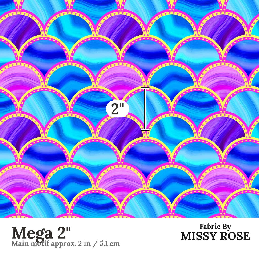 Girl and The Deep Blue Sea 06 Mega 2 inch print scale guide | Fabric by Missy Rose