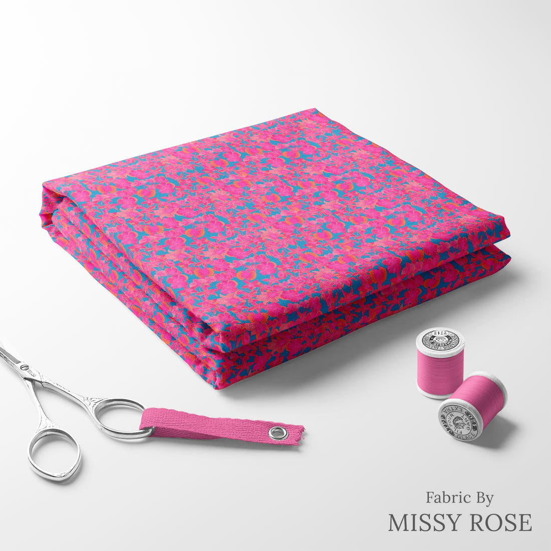 Girl and The Deep Blue Sea 07 folded fabric stack with matching thread - pre-order fabric Australia | Fabric by Missy Rose