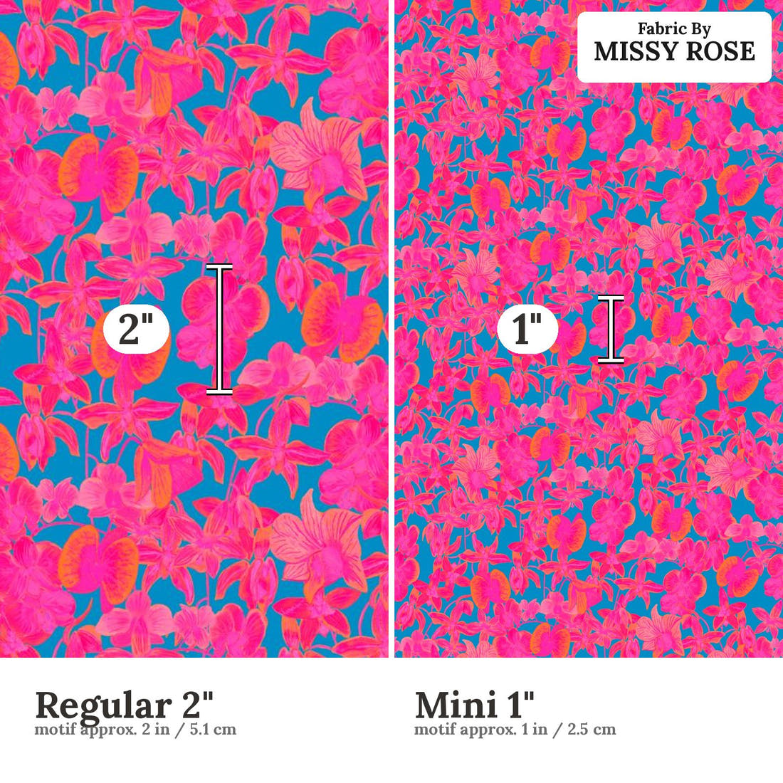 Girl and The Deep Blue Sea 07 Regular 2 inch vs Mini 1 inch print scale side by side | Fabric by Missy Rose
