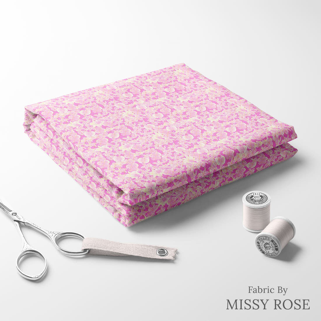 Girl and The Deep Blue Sea 08 folded fabric stack with matching thread - pre-order fabric Australia | Fabric by Missy Rose