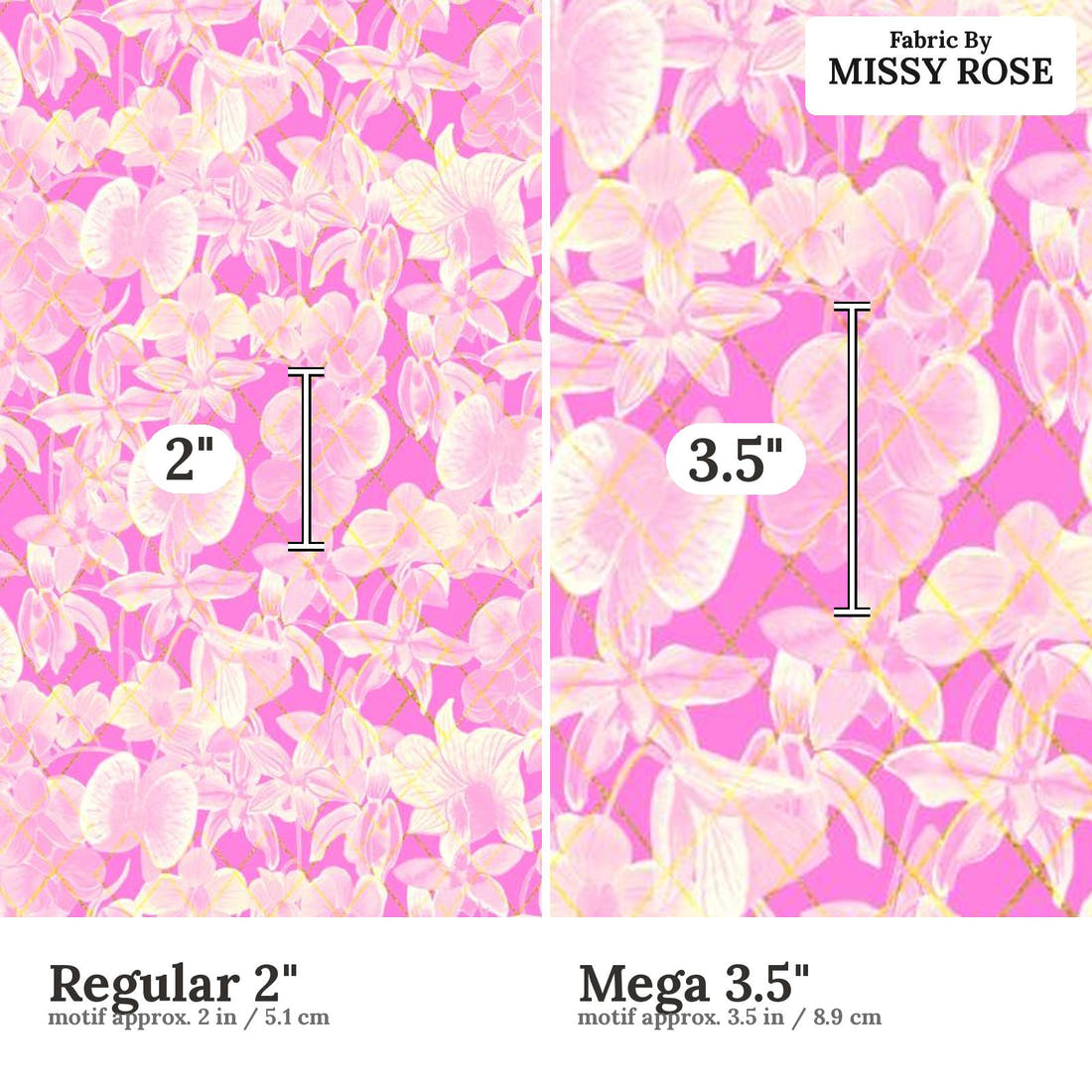 Girl and The Deep Blue Sea 08 Regular 2 inch vs Mega 3.5 inch print scale side by side | Fabric by Missy Rose