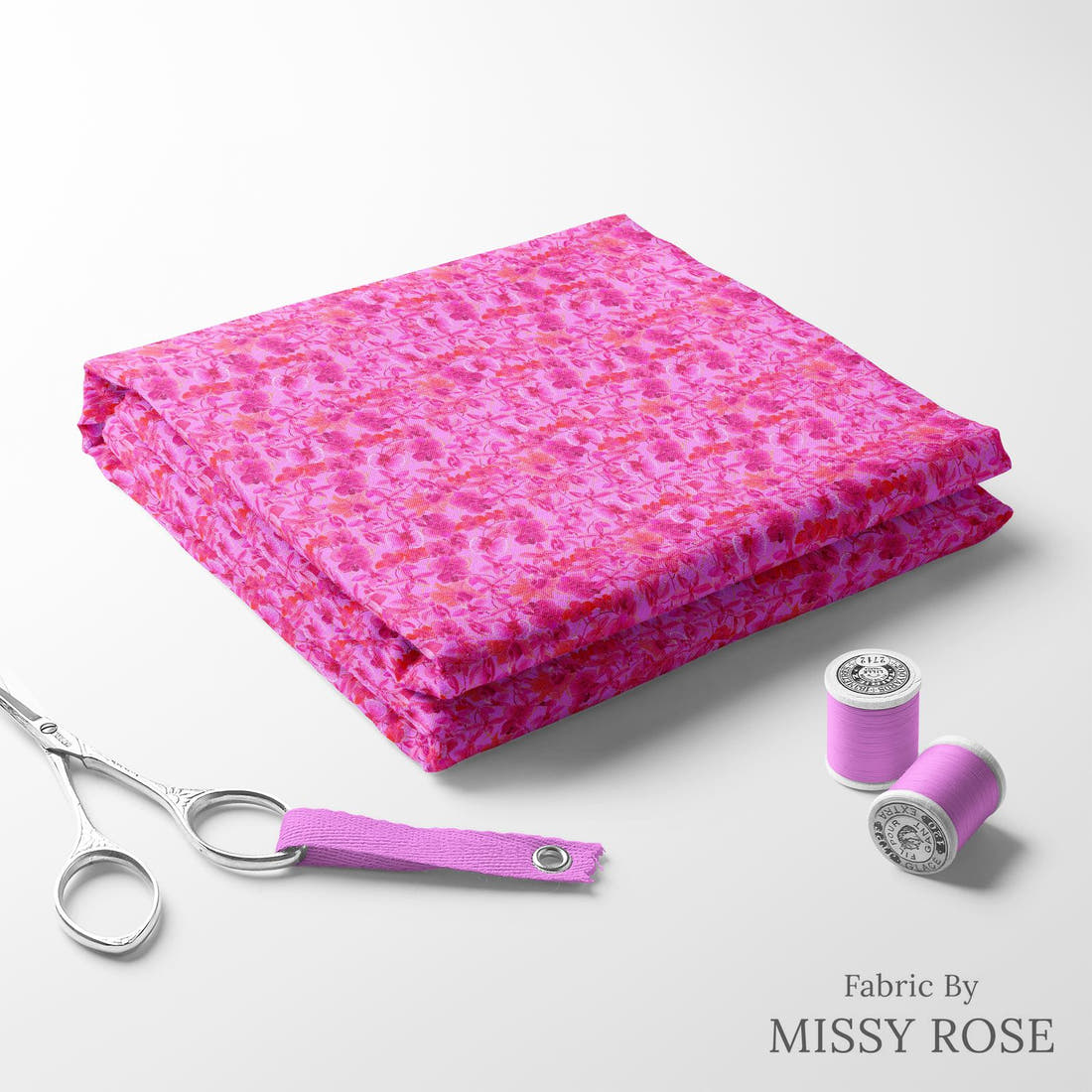 Girl and The Deep Blue Sea 09 folded fabric stack with matching thread - pre-order fabric Australia | Fabric by Missy Rose