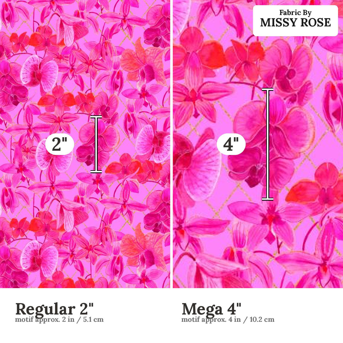 Girl and The Deep Blue Sea 09 Regular 2 inch vs Mega 4 inch print scale side by side | Fabric by Missy Rose